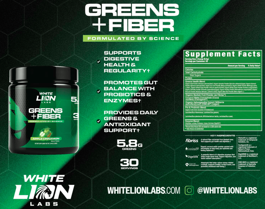 Apple Cinnamon Fiber Greens, Digestive Boost - White Lion Labs