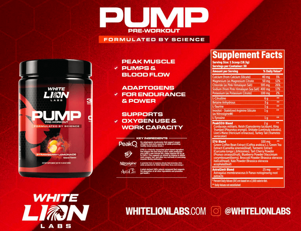 White Lion Labs Non - Stim Pump Pre - Workout - White Lion Labs